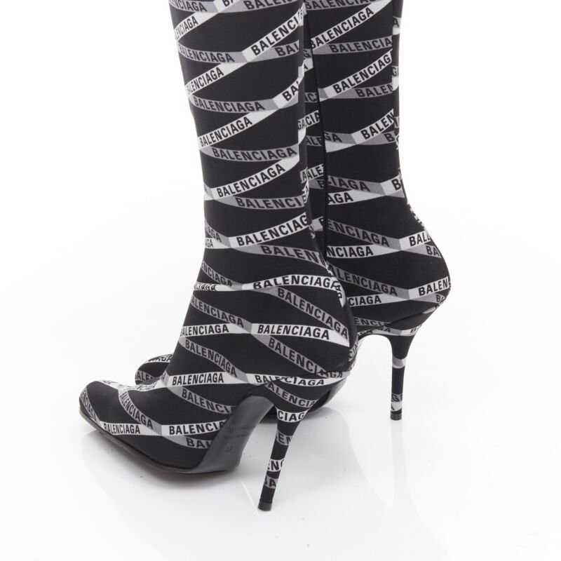Balenciaga new BALENCIAGA Runway Demna Pantashoe black logo high heel boots pants IT38 EU37 Size US 7 / IT 37 - 10 Thumbnail
