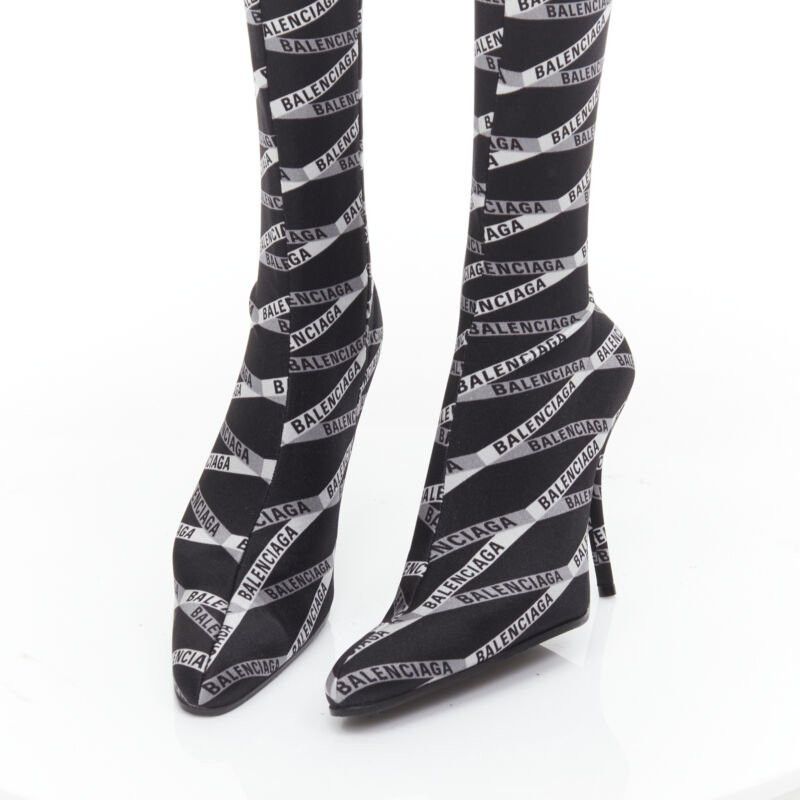 Balenciaga new BALENCIAGA Runway Demna Pantashoe black logo high heel boots pants IT38 EU37 Size US 7 / IT 37 - 9 Thumbnail