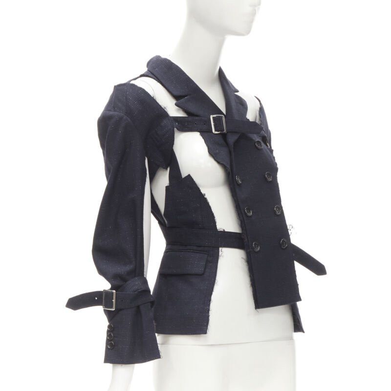 Comme des Garcons rare COMME DES GARCONS 2008 Bad Taste Runway navy deconstructed jacket S Size S / US 4 / IT 40 - 3 Thumbnail