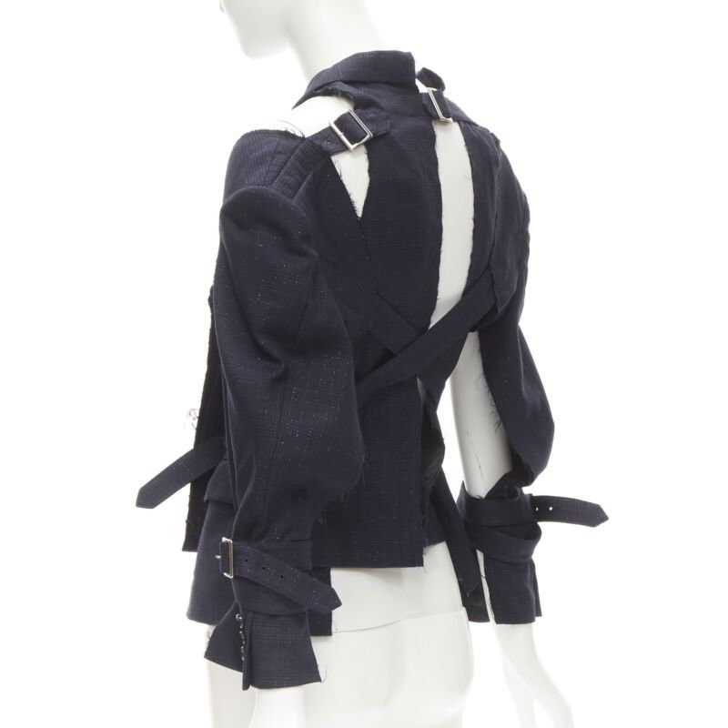 Comme des Garcons rare COMME DES GARCONS 2008 Bad Taste Runway navy deconstructed jacket S Size S / US 4 / IT 40 - 6 Thumbnail