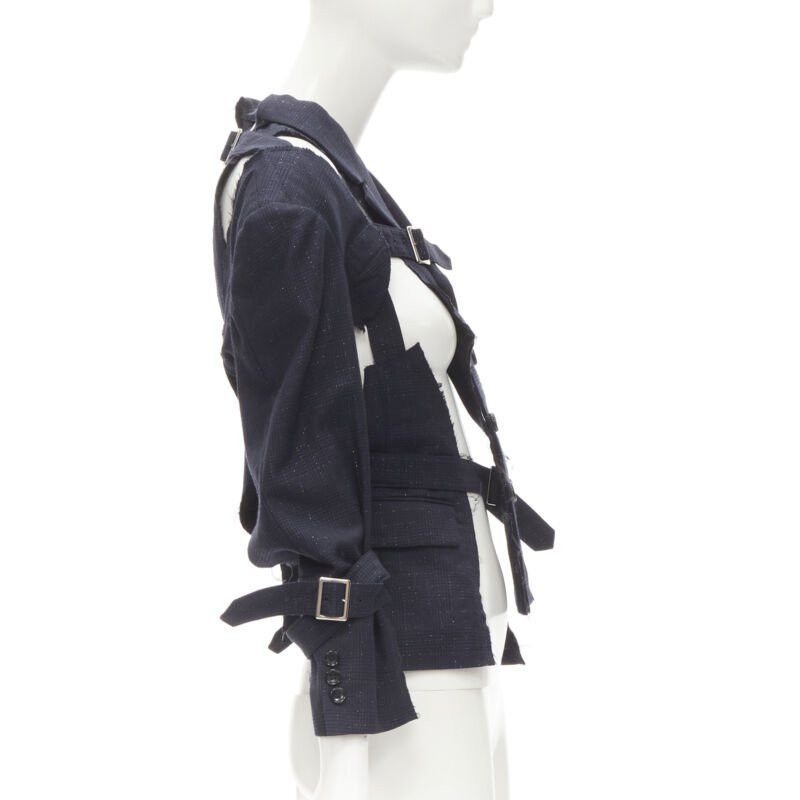 Comme des Garcons rare COMME DES GARCONS 2008 Bad Taste Runway navy deconstructed jacket S Size S / US 4 / IT 40 - 4 Thumbnail