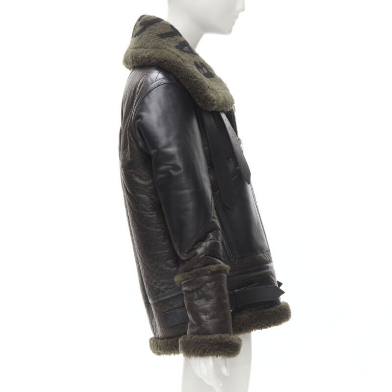 Balenciaga BALENCIAGA Demna 2018 Runway Le Bombardier green shearling aviator jacket XS Size XS / US 0-2 / IT 36-38 - 5 Thumbnail