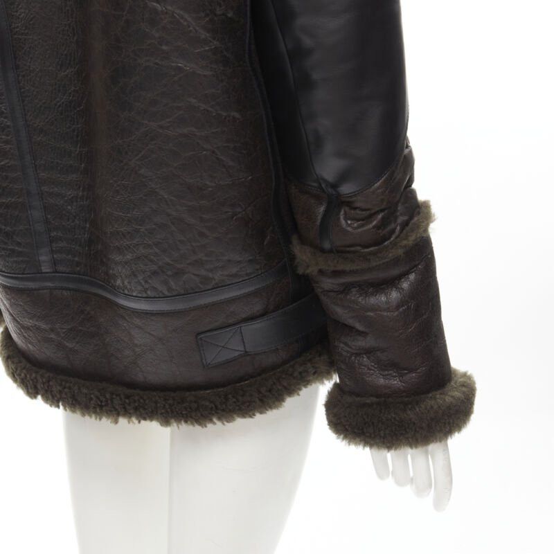 Balenciaga BALENCIAGA Demna 2018 Runway Le Bombardier green shearling aviator jacket XS Size XS / US 0-2 / IT 36-38 - 9 Thumbnail