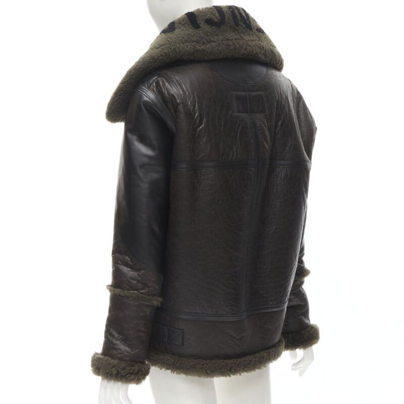 Balenciaga BALENCIAGA Demna 2018 Runway Le Bombardier green shearling aviator jacket XS Size XS / US 0-2 / IT 36-38 - 7 Thumbnail