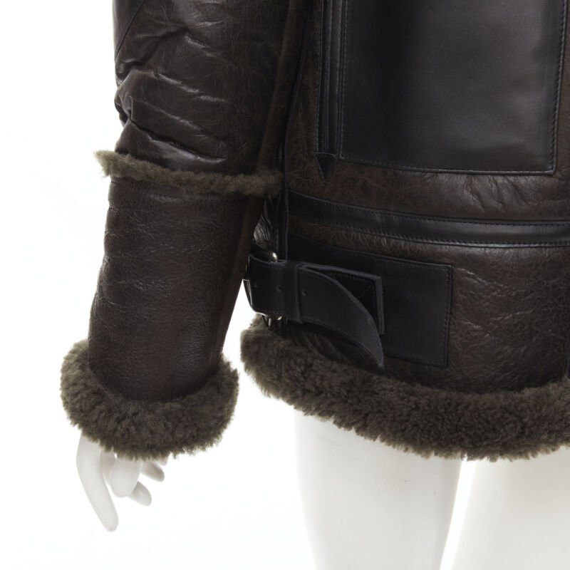 Balenciaga BALENCIAGA Demna 2018 Runway Le Bombardier green shearling aviator jacket XS Size XS / US 0-2 / IT 36-38 - 8 Thumbnail