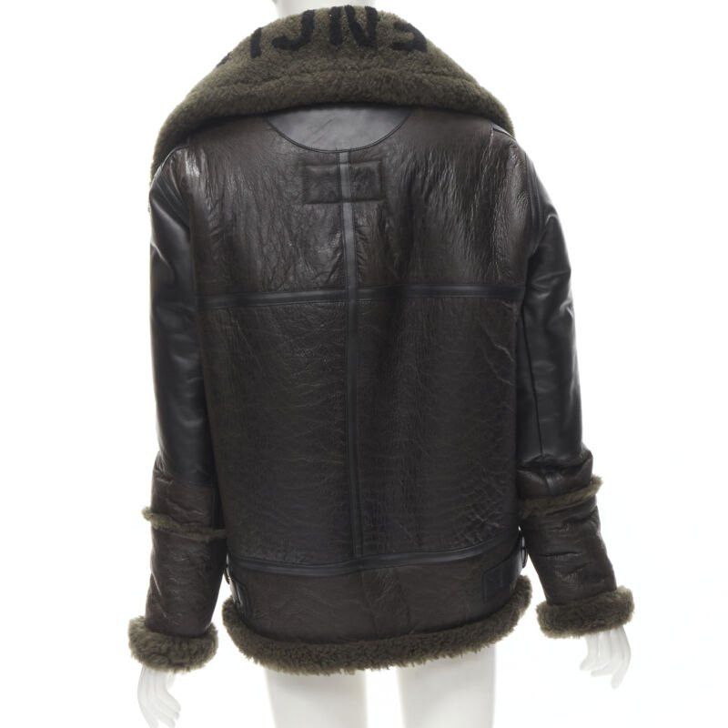 Balenciaga BALENCIAGA Demna 2018 Runway Le Bombardier green shearling aviator jacket XS Size XS / US 0-2 / IT 36-38 - 6 Thumbnail