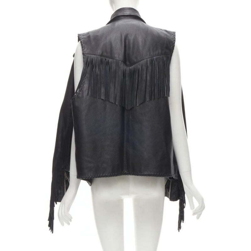 Balenciaga BALENCIAGA 2017 Runway 3-way draped hanging fringed biker jacket FR36 S Size S / US 4 / IT 40 - 6 Thumbnail