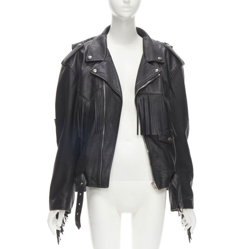 Balenciaga BALENCIAGA 2017 Runway 3-way draped hanging fringed biker jacket FR36 S Size S / US 4 / IT 40 - 3 Thumbnail