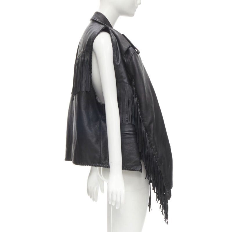 Balenciaga BALENCIAGA 2017 Runway 3-way draped hanging fringed biker jacket FR36 S Size S / US 4 / IT 40 - 5 Thumbnail