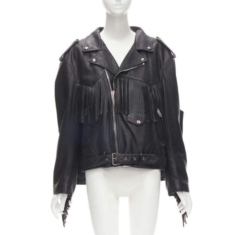 Balenciaga BALENCIAGA 2017 Runway 3-way draped hanging fringed biker jacket FR36 S Size S / US 4 / IT 40 - 2 Thumbnail