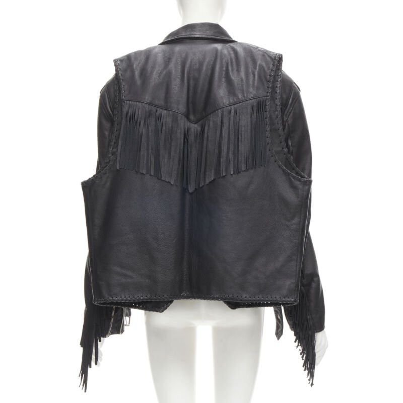 Balenciaga BALENCIAGA 2017 Runway 3-way draped hanging fringed biker jacket FR36 S Size S / US 4 / IT 40 - 7 Thumbnail