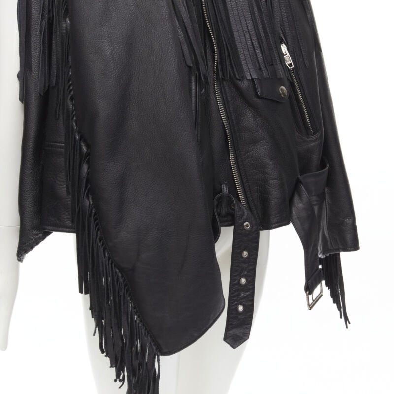 Balenciaga BALENCIAGA 2017 Runway 3-way draped hanging fringed biker jacket FR36 S Size S / US 4 / IT 40 - 11 Thumbnail