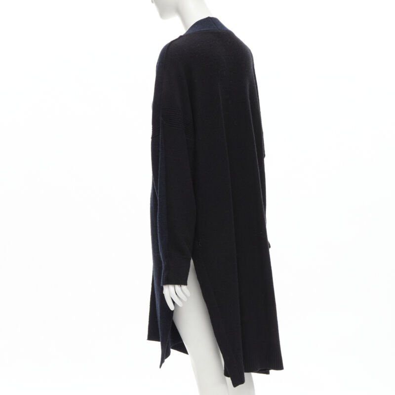 Hermes HERMES 100% cashmere Medor leather button navy black long line cardigan FR36 XS Size S / US 4 / IT 40 - 6 Thumbnail