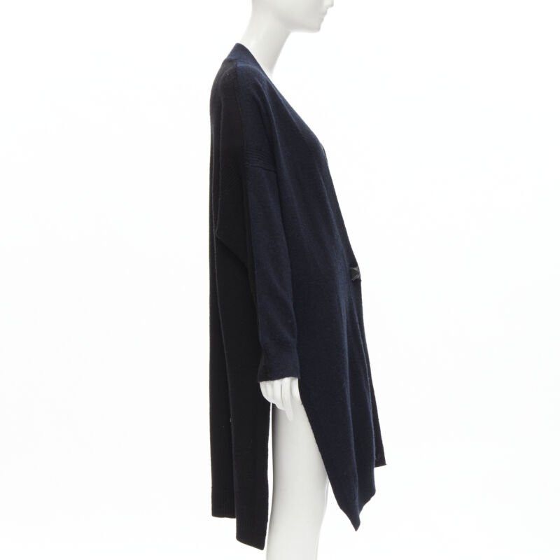 Hermes HERMES 100% cashmere Medor leather button navy black long line cardigan FR36 XS Size S / US 4 / IT 40 - 4 Thumbnail