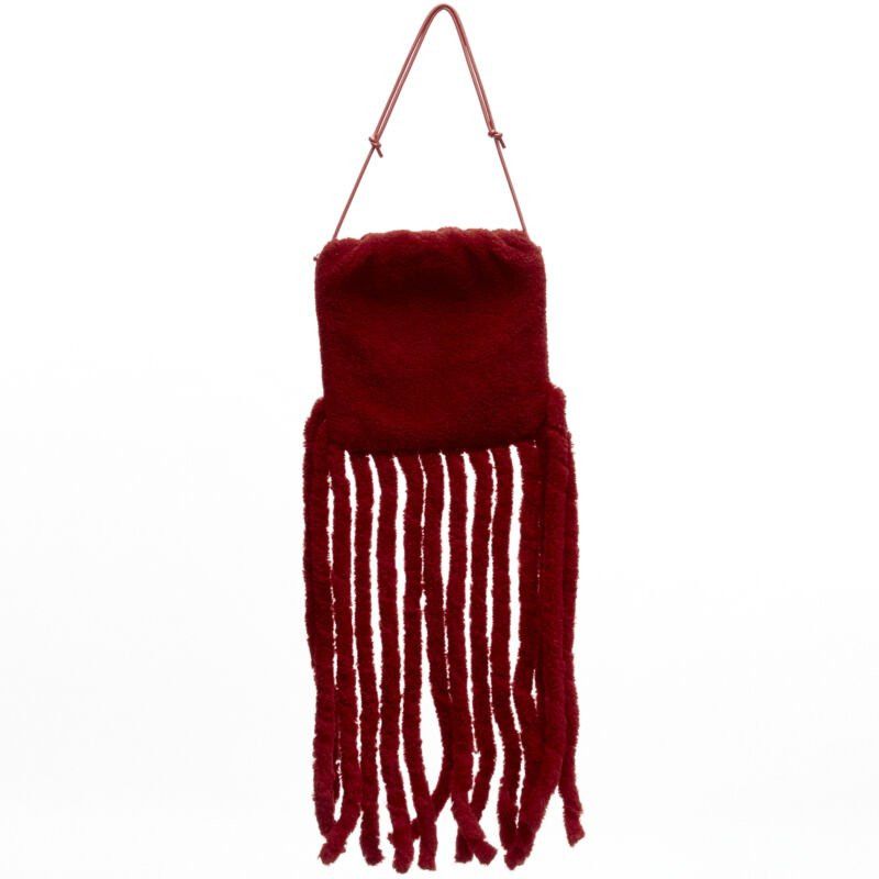 Bottega Veneta rare BOTTEGA VENETA Daniel Lee Runway red shearling fringe crossbody clutch Size ONE SIZE - 5 Thumbnail