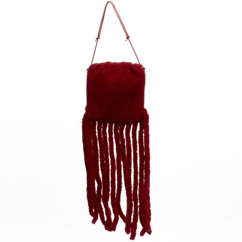 Bottega Veneta rare BOTTEGA VENETA Daniel Lee Runway red shearling fringe crossbody clutch Size ONE SIZE - 2 Thumbnail