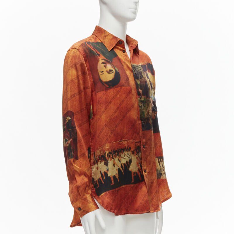 Yohji Yamamoto rare YOHJI YAMAMOTO 2004 100% silk Taisho Japanese portrait orange shirt JP2 M Size US M / EU 48-50 / 2 - 3 Thumbnail