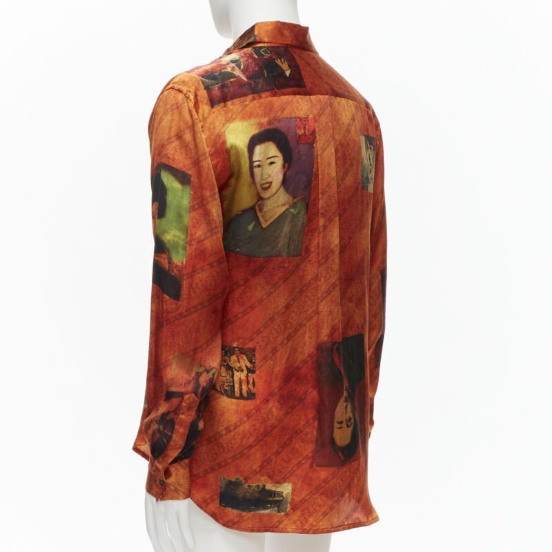 Yohji Yamamoto rare YOHJI YAMAMOTO 2004 100% silk Taisho Japanese portrait orange shirt JP2 M Size US M / EU 48-50 / 2 - 2 Thumbnail