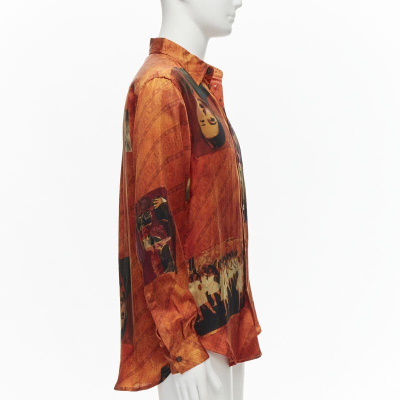 Yohji Yamamoto rare YOHJI YAMAMOTO 2004 100% silk Taisho Japanese portrait orange shirt JP2 M Size US M / EU 48-50 / 2 - 4 Thumbnail