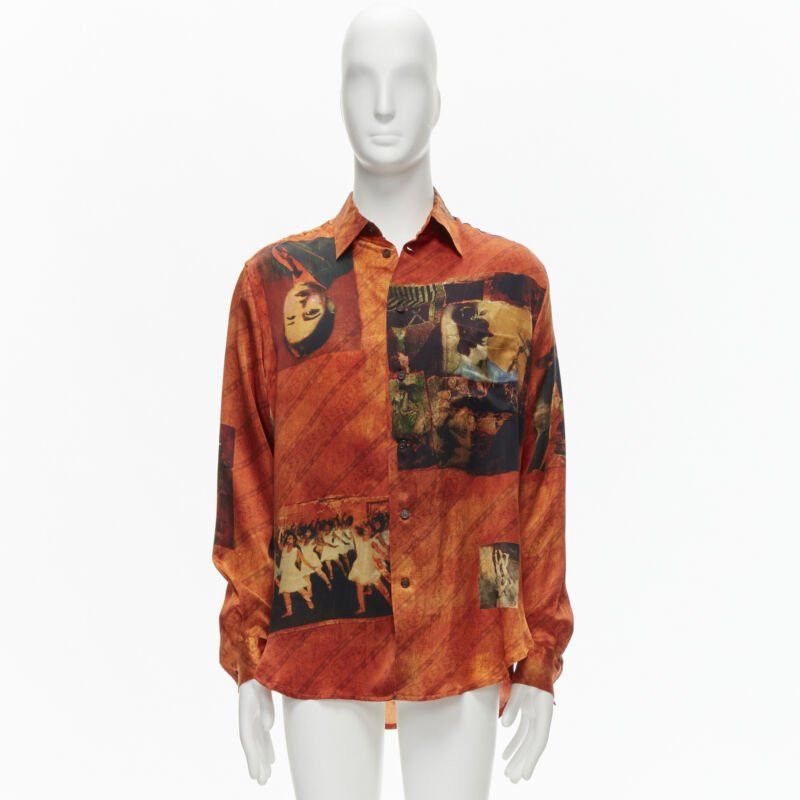 Yohji Yamamoto rare YOHJI YAMAMOTO 2004 100% silk Taisho Japanese portrait orange shirt JP2 M Size US M / EU 48-50 / 2 - 10 Thumbnail
