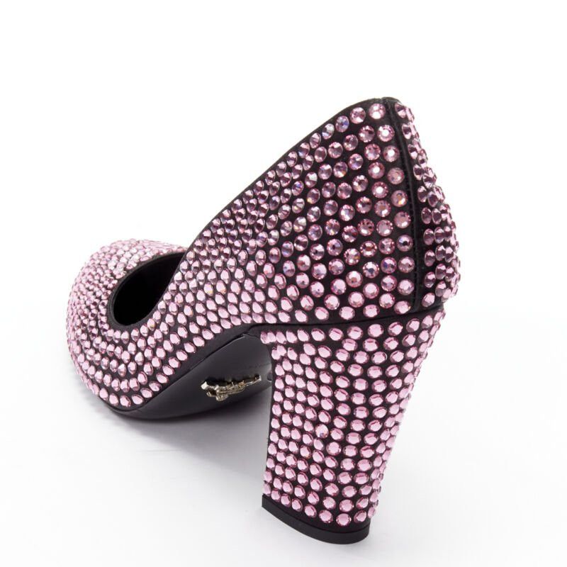 Prada new PRADA Runway Rosa pink rhinestone crystal embellished pump EU37 Size US 7 / IT 37 - 8 Thumbnail