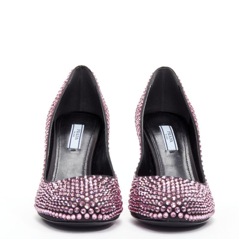 Prada new PRADA Runway Rosa pink rhinestone crystal embellished pump EU37 Size US 7 / IT 37 - 3 Thumbnail