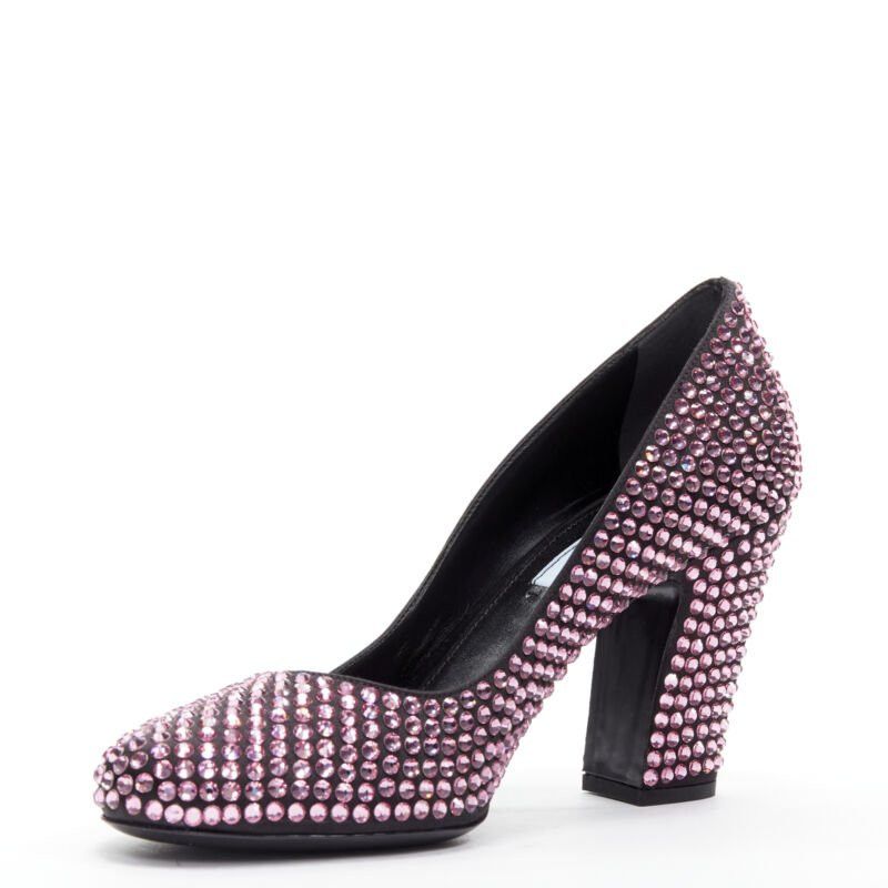 Prada new PRADA Runway Rosa pink rhinestone crystal embellished pump EU37 Size US 7 / IT 37 - 4 Thumbnail