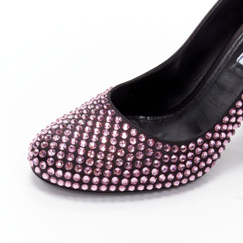 Prada new PRADA Runway Rosa pink rhinestone crystal embellished pump EU37 Size US 7 / IT 37 - 7 Thumbnail