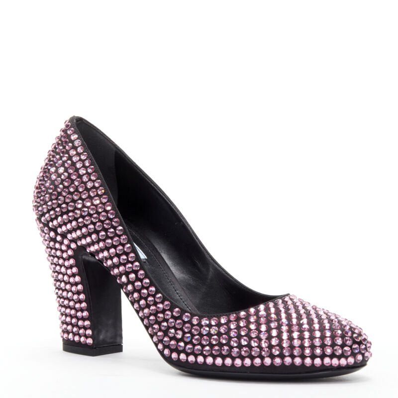 Prada new PRADA Runway Rosa pink rhinestone crystal embellished pump EU37 Size US 7 / IT 37 - 2 Thumbnail