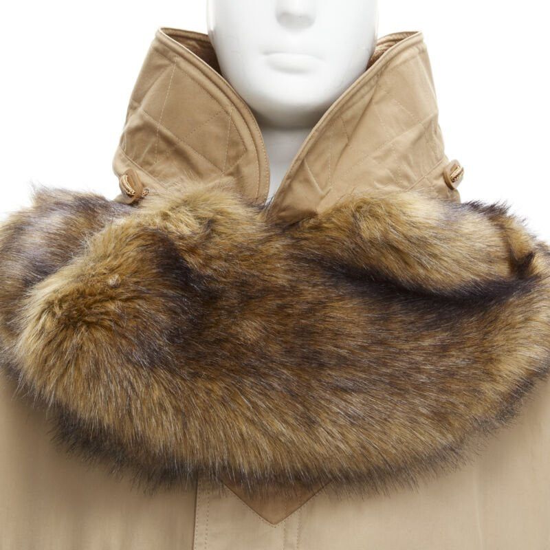 Burberry new BURBERRY RICCARDO TISCI 2019 warm walnut gabardine faux fur anorak EU52 XL Size US XL / EU 56 / 4 - 8 Thumbnail
