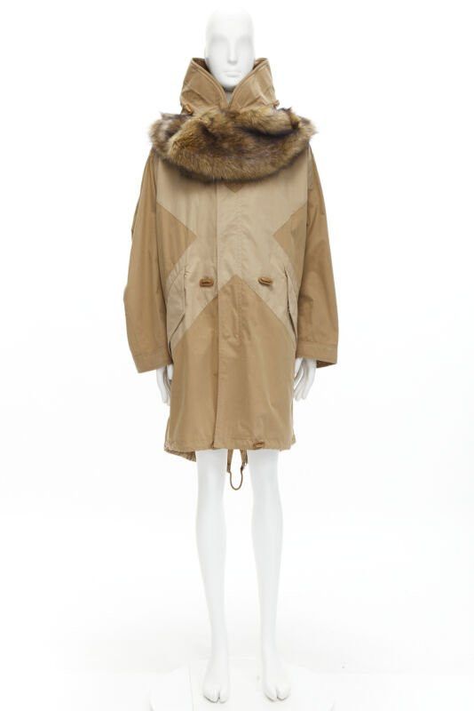 Burberry new BURBERRY RICCARDO TISCI 2019 warm walnut gabardine faux fur anorak EU52 XL Size US XL / EU 56 / 4 - 11 Thumbnail