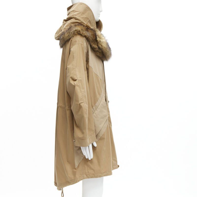 Burberry new BURBERRY RICCARDO TISCI 2019 warm walnut gabardine faux fur anorak EU52 XL Size US XL / EU 56 / 4 - 5 Thumbnail