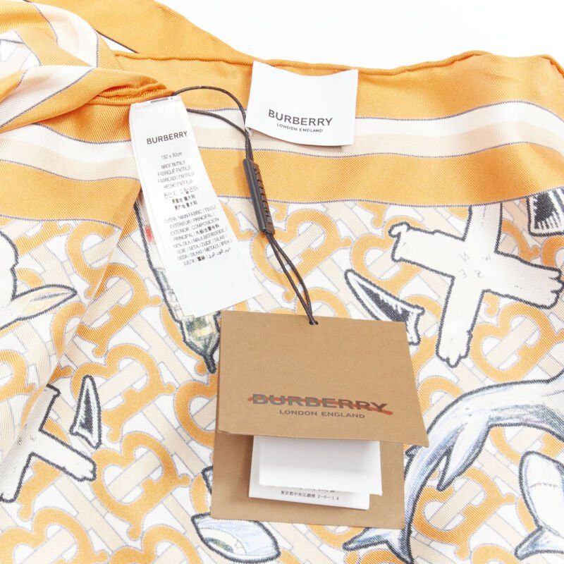 Burberry new BURBERRY RICCARDO TISCI Marine TB monogram 100% silk orange scarf jacket Size ONE SIZE - 9 Thumbnail