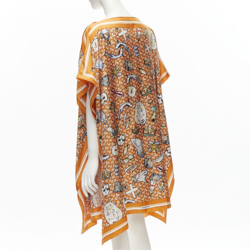 Burberry new BURBERRY RICCARDO TISCI Marine TB monogram 100% silk orange scarf jacket Size ONE SIZE - 5 Thumbnail