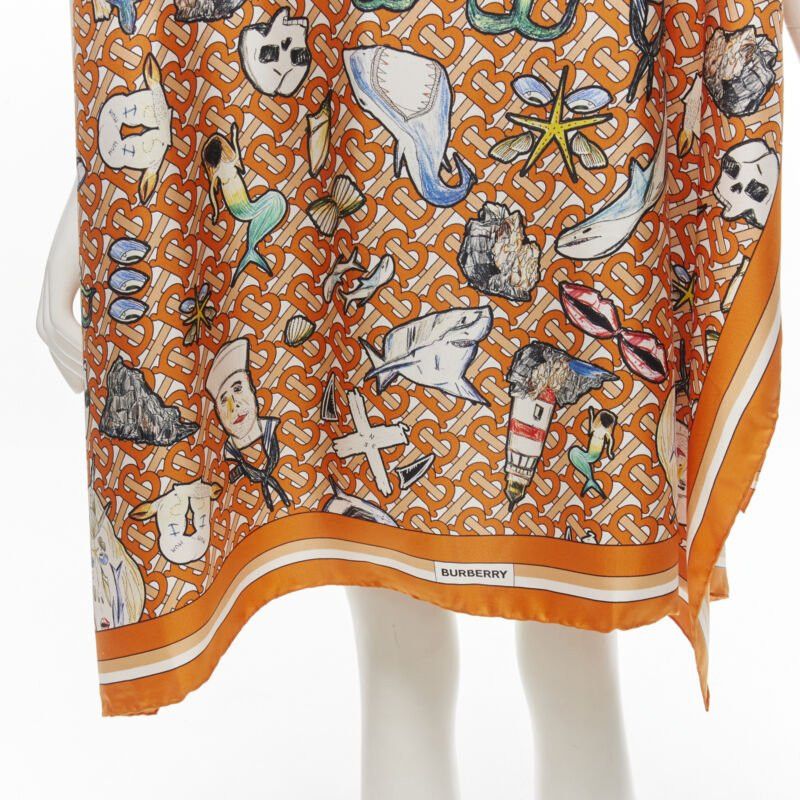 Burberry new BURBERRY RICCARDO TISCI Marine TB monogram 100% silk orange scarf jacket Size ONE SIZE - 8 Thumbnail