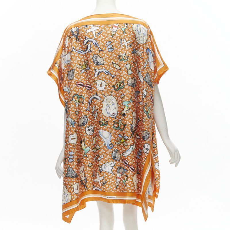 Burberry new BURBERRY RICCARDO TISCI Marine TB monogram 100% silk orange scarf jacket Size ONE SIZE - 2 Thumbnail