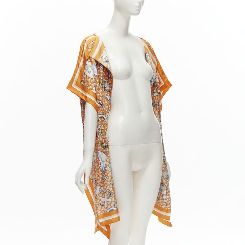 Burberry new BURBERRY RICCARDO TISCI Marine TB monogram 100% silk orange scarf jacket Size ONE SIZE - 3 Thumbnail