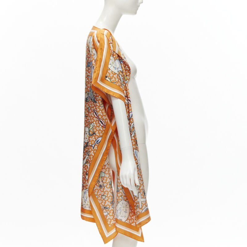 Burberry new BURBERRY RICCARDO TISCI Marine TB monogram 100% silk orange scarf jacket Size ONE SIZE - 4 Thumbnail