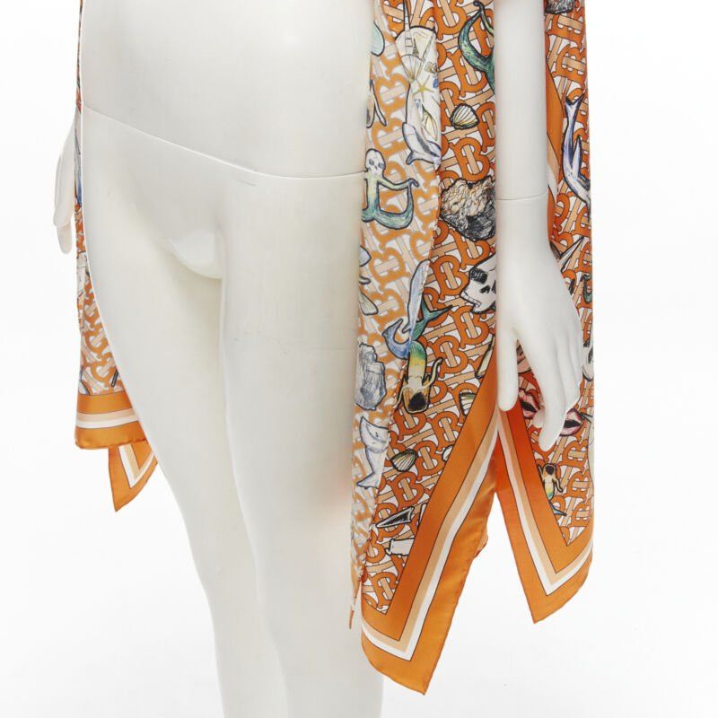 Burberry new BURBERRY RICCARDO TISCI Marine TB monogram 100% silk orange scarf jacket Size ONE SIZE - 6 Thumbnail