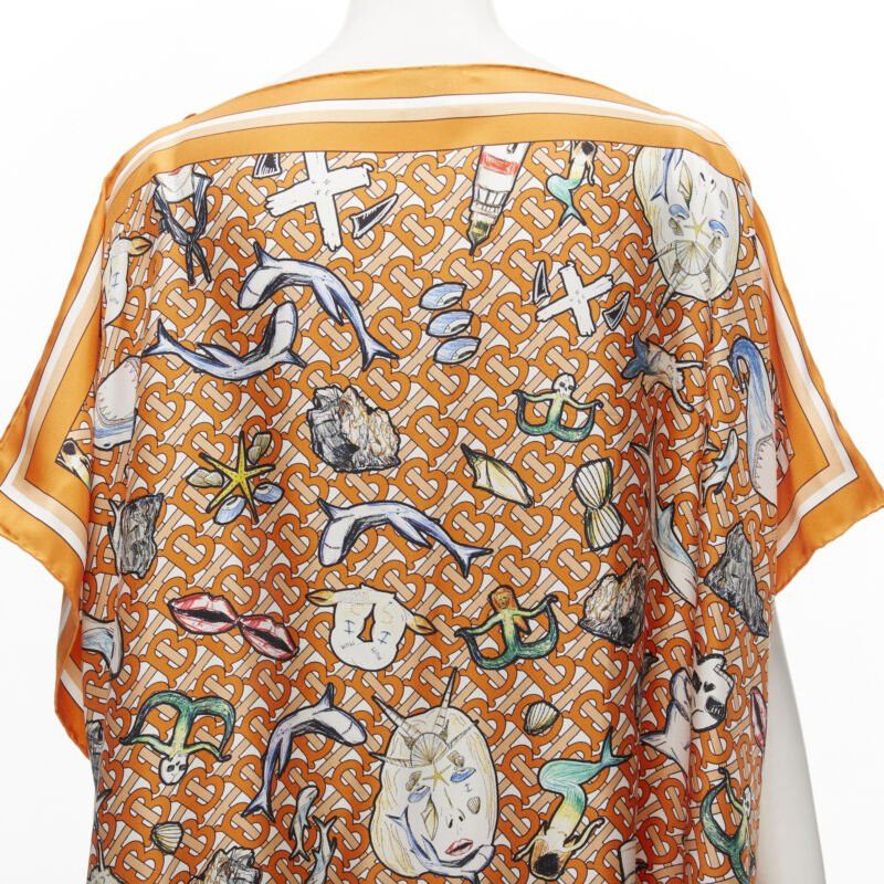 Burberry new BURBERRY RICCARDO TISCI Marine TB monogram 100% silk orange scarf jacket Size ONE SIZE - 7 Thumbnail