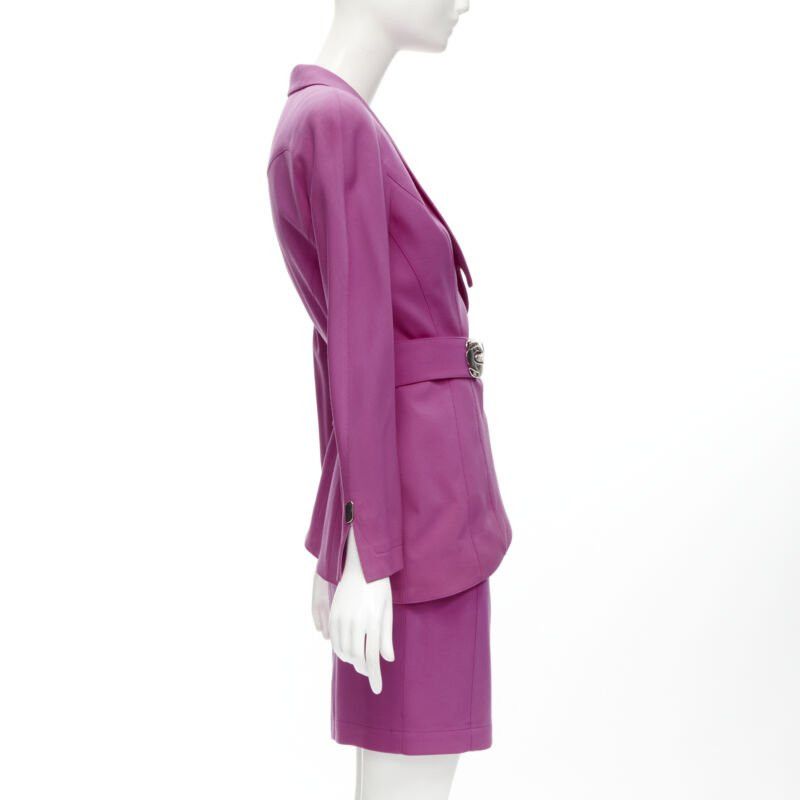Thierry Mugler THIERRY MUGLER Vintage pink space age curved lapel metal buckle blazer IT9AT S Size S / US 4 / IT 40 - 4 Thumbnail