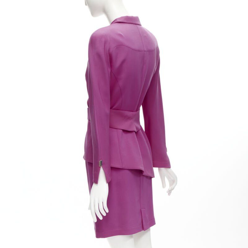 Thierry Mugler THIERRY MUGLER Vintage pink space age curved lapel metal buckle blazer IT9AT S Size S / US 4 / IT 40 - 6 Thumbnail