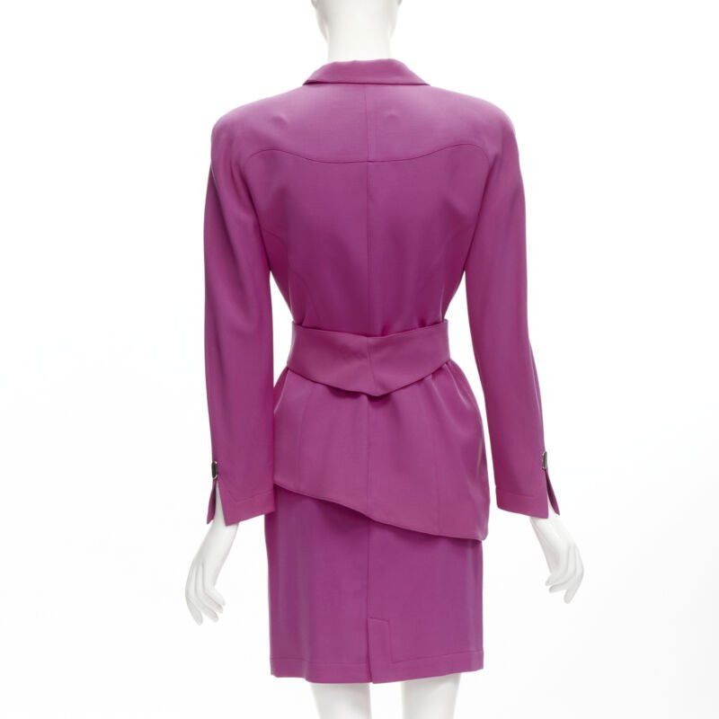 Thierry Mugler THIERRY MUGLER Vintage pink space age curved lapel metal buckle blazer IT9AT S Size S / US 4 / IT 40 - 5 Thumbnail