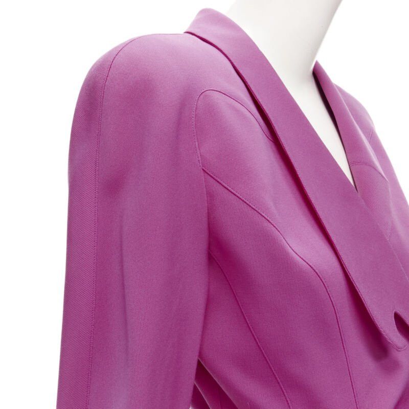 Thierry Mugler THIERRY MUGLER Vintage pink space age curved lapel metal buckle blazer IT9AT S Size S / US 4 / IT 40 - 7 Thumbnail
