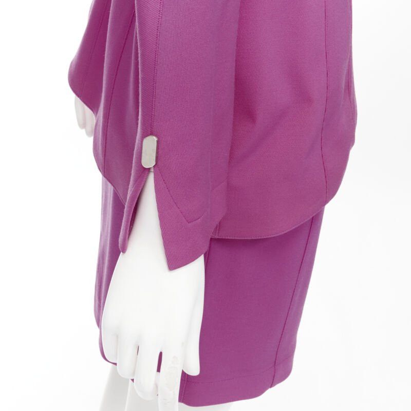 Thierry Mugler THIERRY MUGLER Vintage pink space age curved lapel metal buckle blazer IT9AT S Size S / US 4 / IT 40 - 9 Thumbnail