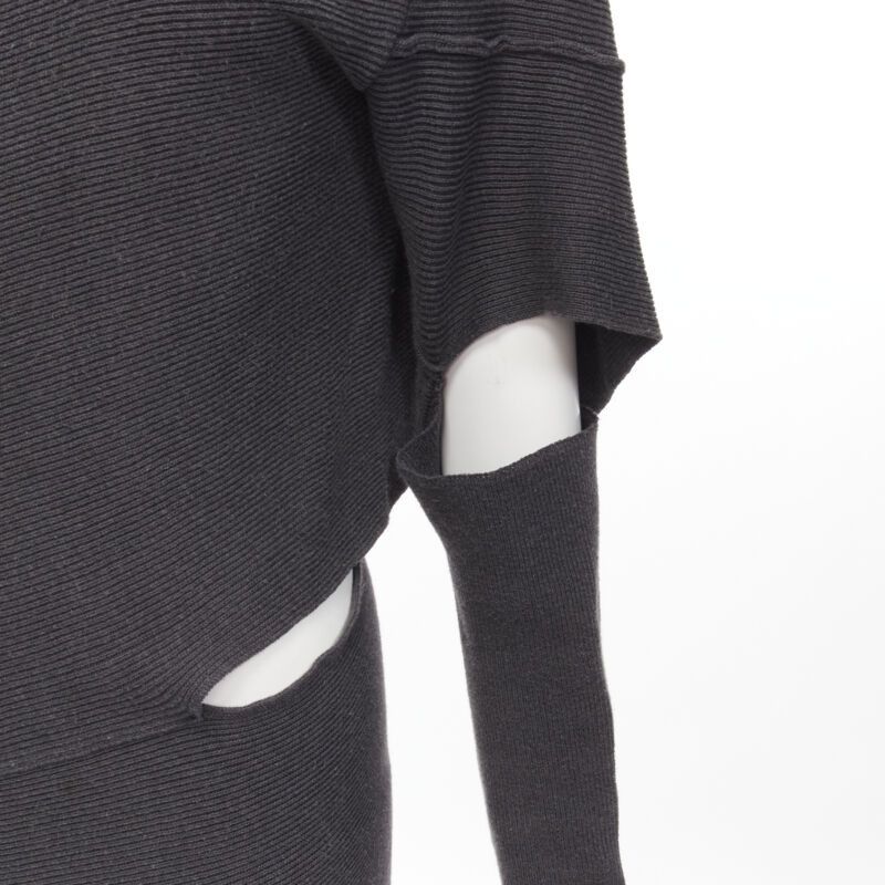 Issey Miyake rare ISSEY MIYAKE 1980's Vintage grey deconstructed bias cutout sweater dress M Size M / US 6-8 / IT 42-44 - 2 Thumbnail