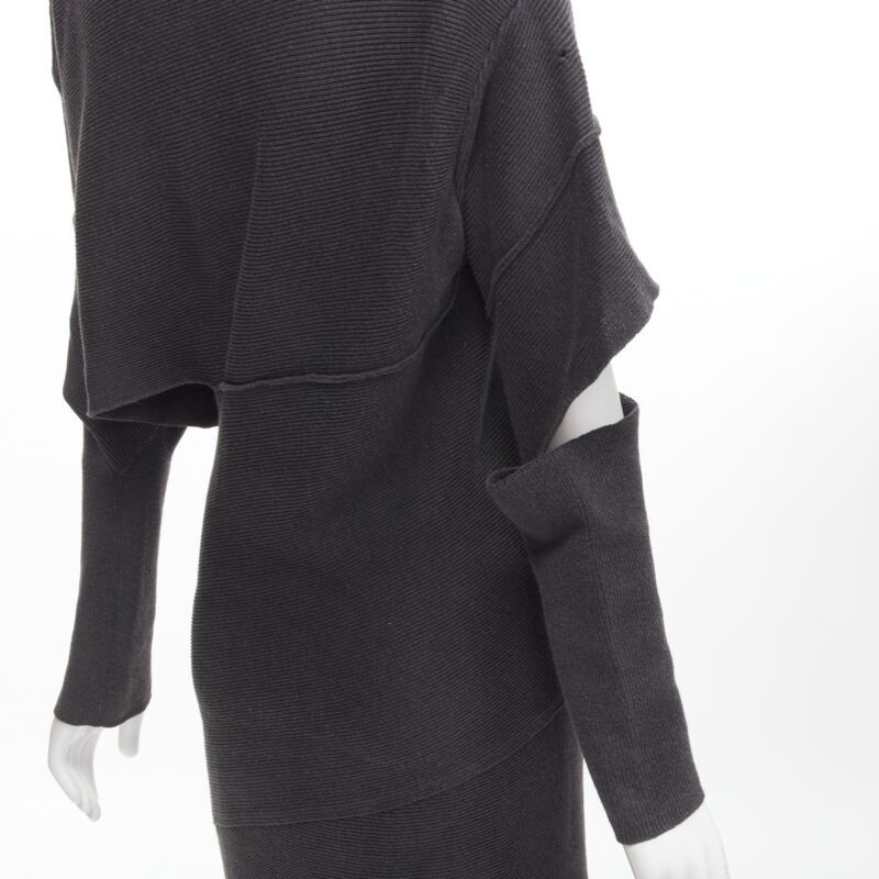 Issey Miyake rare ISSEY MIYAKE 1980's Vintage grey deconstructed bias cutout sweater dress M Size M / US 6-8 / IT 42-44 - 8 Thumbnail