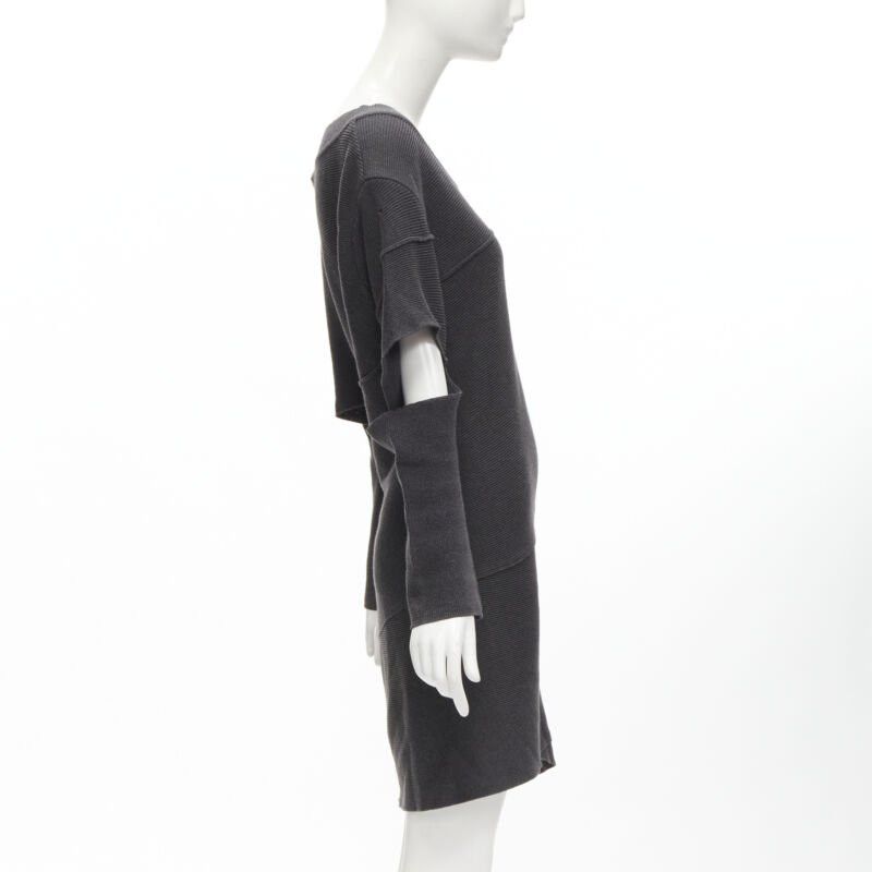 Issey Miyake rare ISSEY MIYAKE 1980's Vintage grey deconstructed bias cutout sweater dress M Size M / US 6-8 / IT 42-44 - 4 Thumbnail