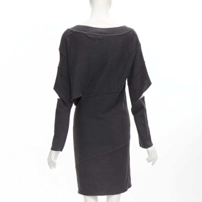 Issey Miyake rare ISSEY MIYAKE 1980's Vintage grey deconstructed bias cutout sweater dress M Size M / US 6-8 / IT 42-44 - 5 Thumbnail