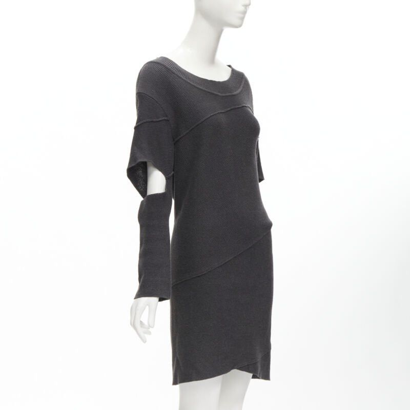 Issey Miyake rare ISSEY MIYAKE 1980's Vintage grey deconstructed bias cutout sweater dress M Size M / US 6-8 / IT 42-44 - 3 Thumbnail